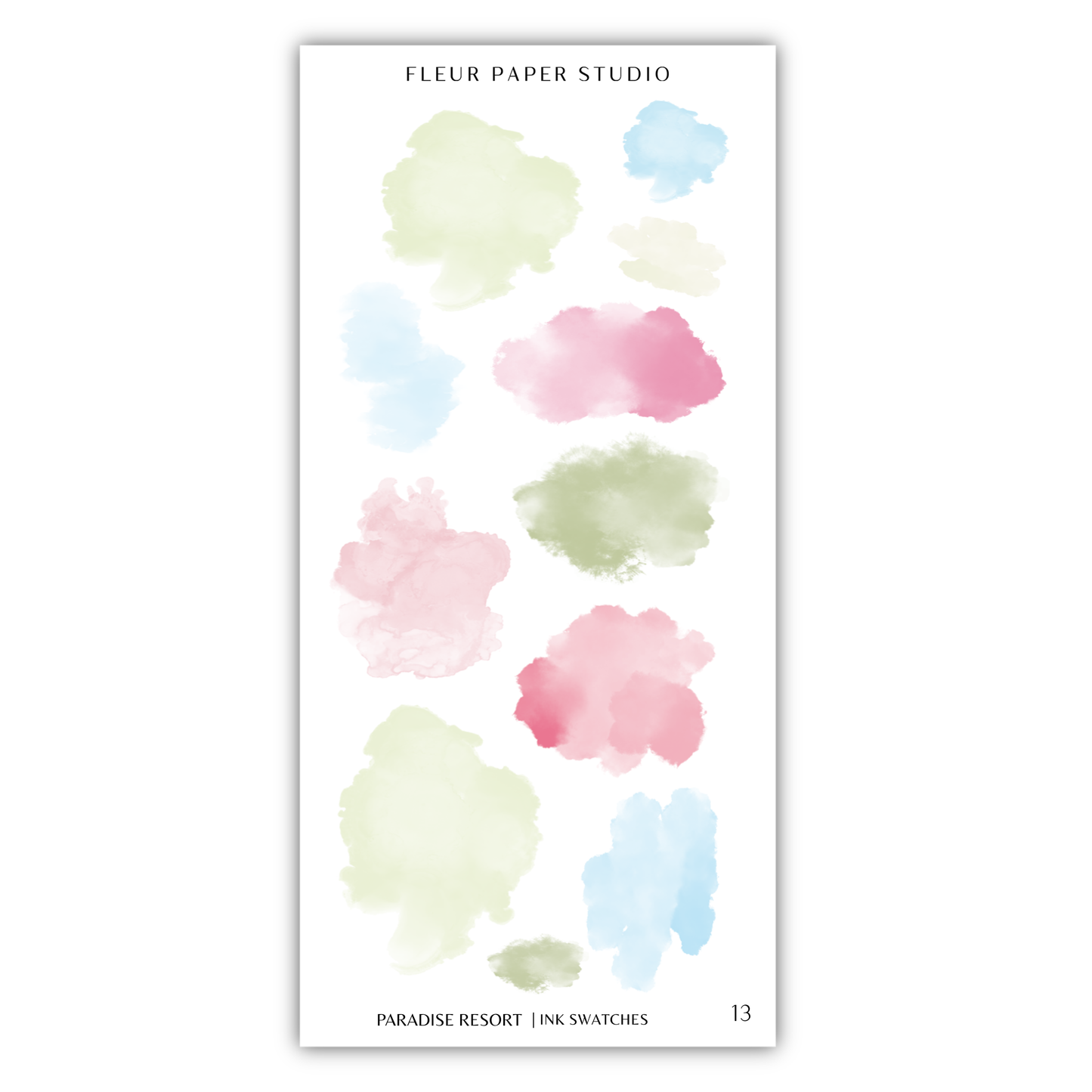 The image is a collection of abstract watercolor brush strokes in various pastel colors, including pink, green, blue, and yellow.