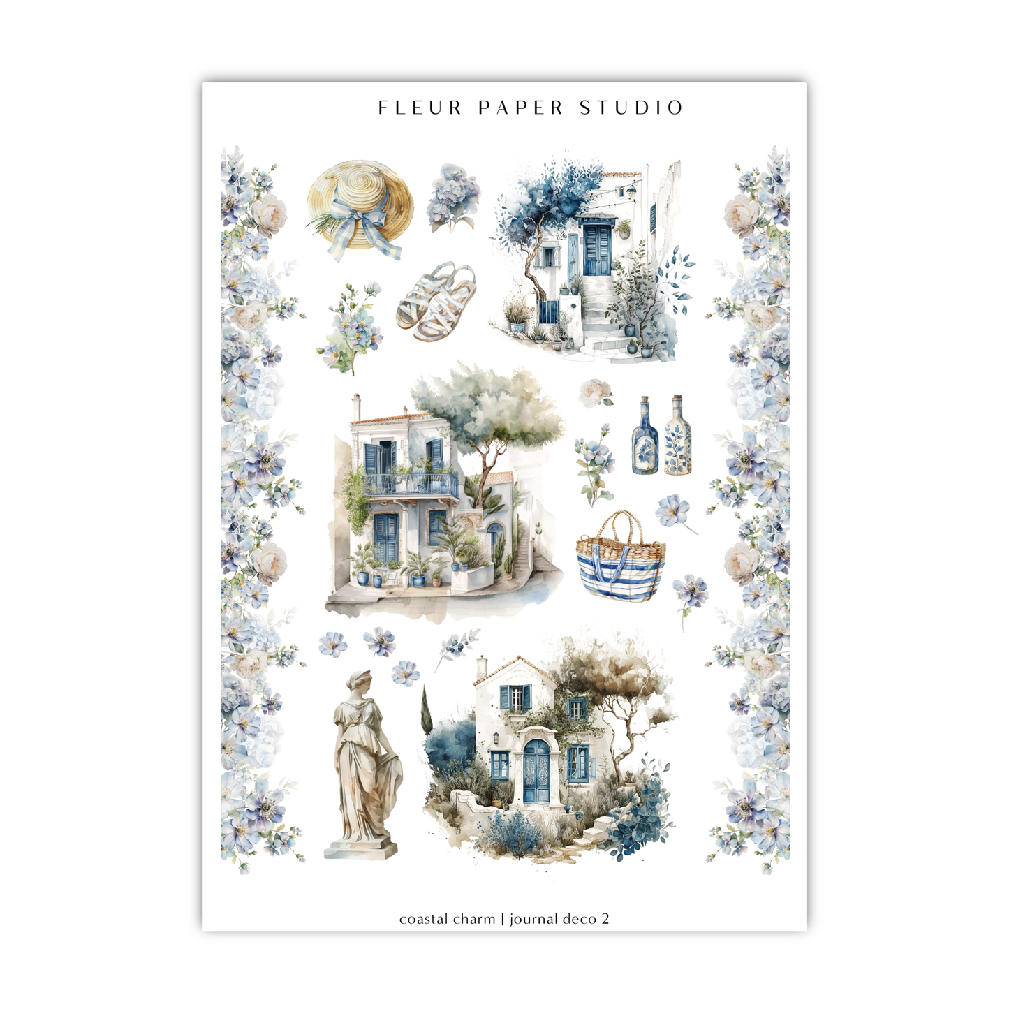 a paper with a picture of a house and flowers