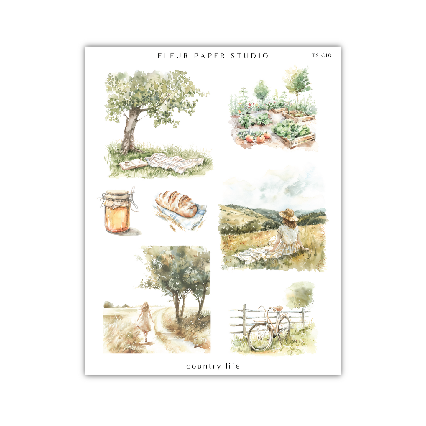 a card with a picture of a country life
