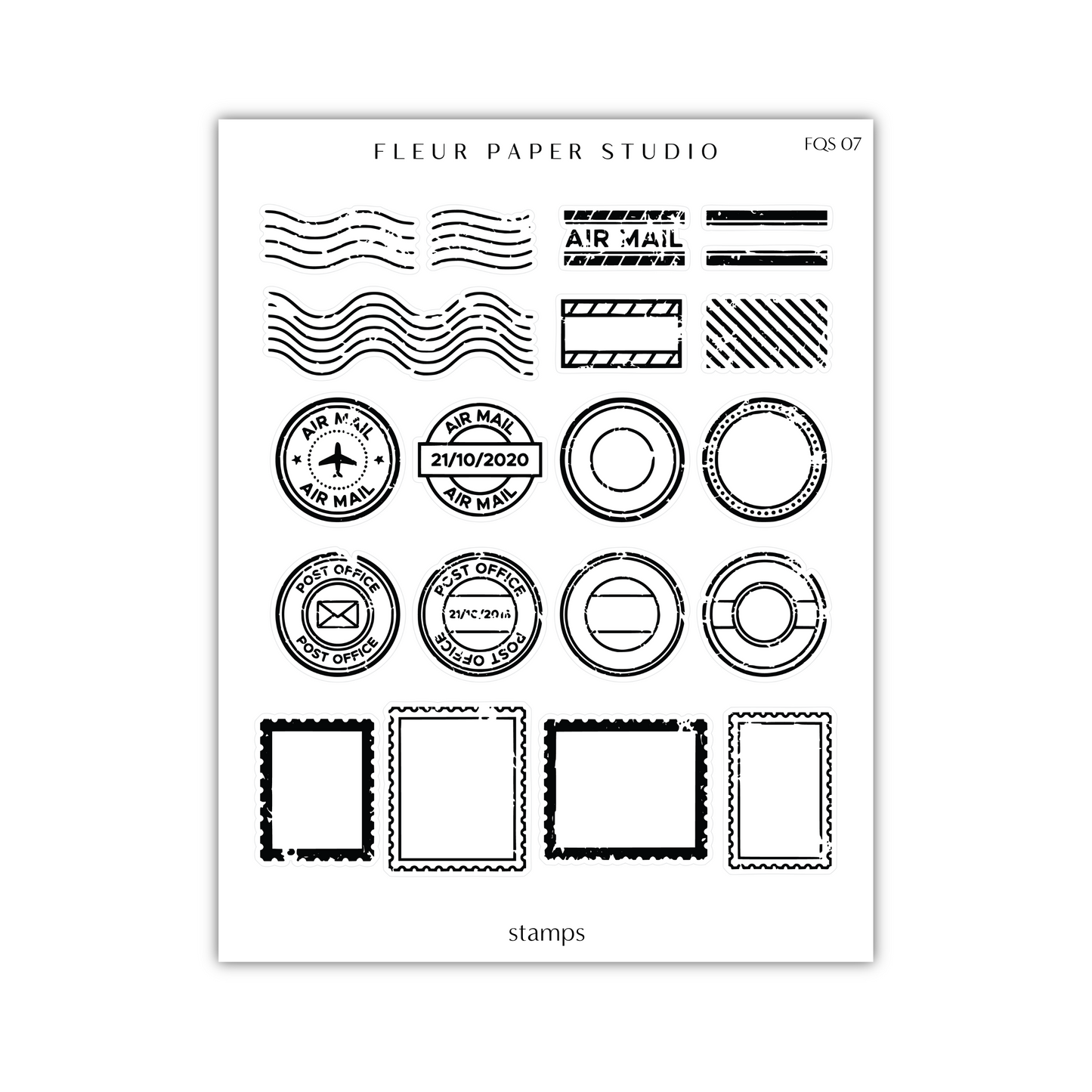 a sheet of paper with stamps on it