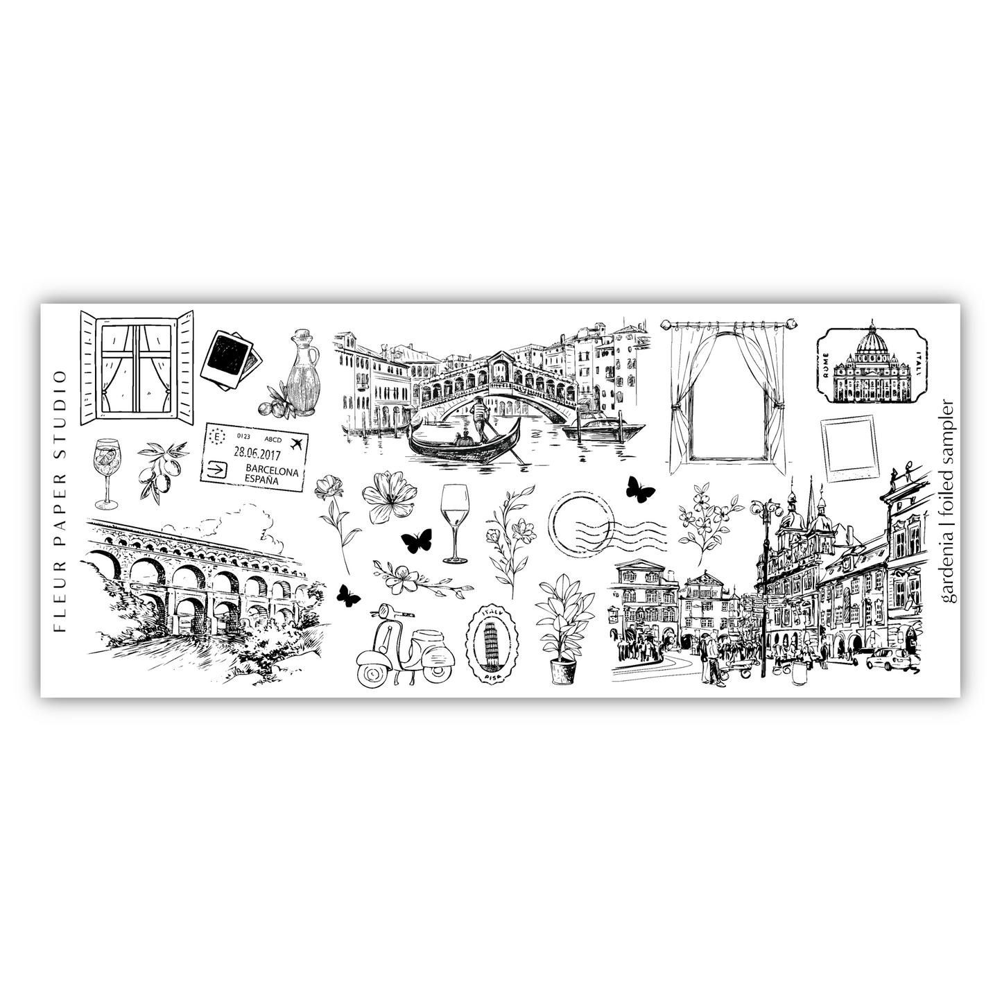 a black and white drawing of a city