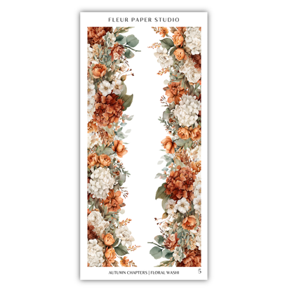 a floral arrangement with white and orange flowers, along with greenery, creating a beautiful and vibrant display.
