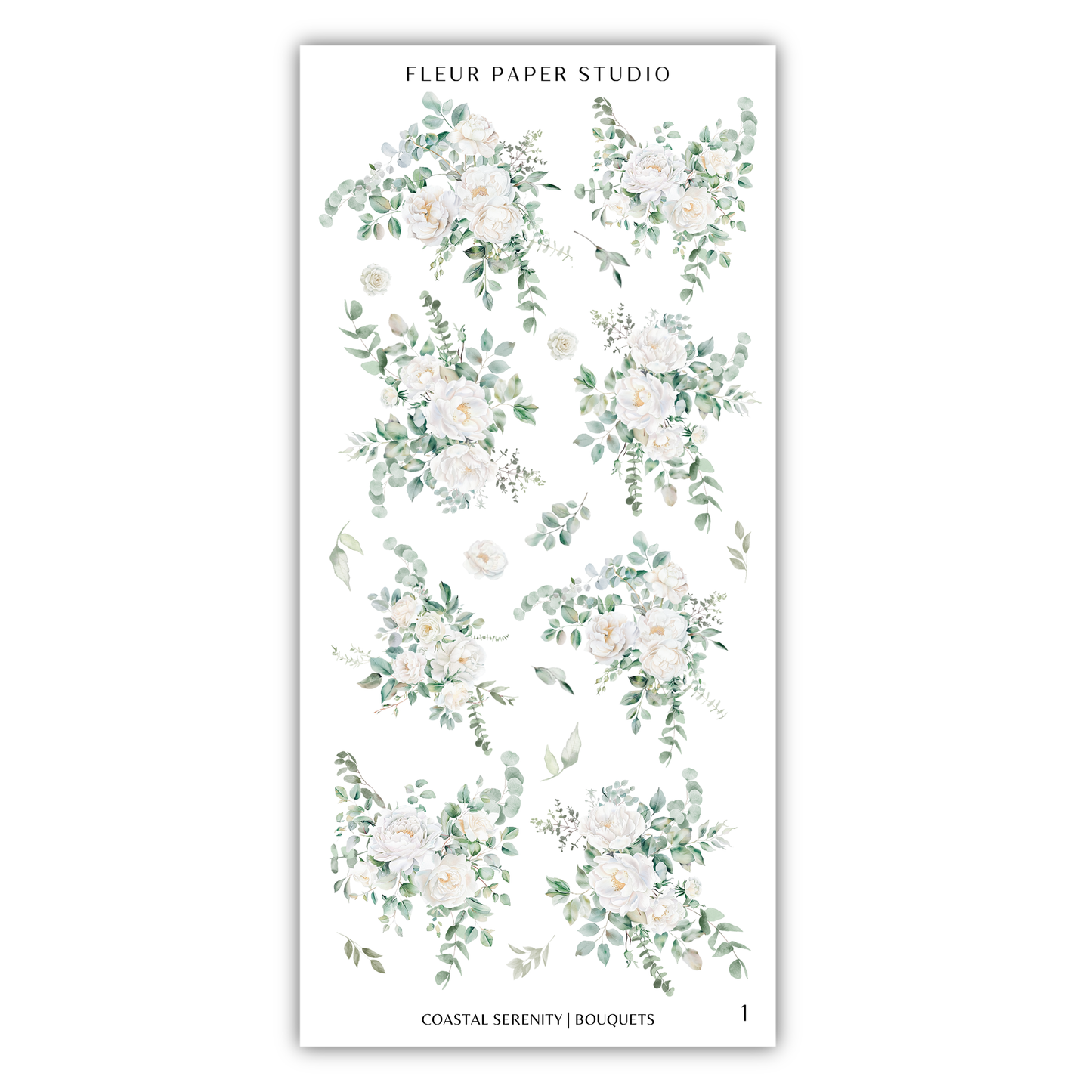 The image is a collage of various floral arrangements, including white flowers and greenery, displayed on a white background.