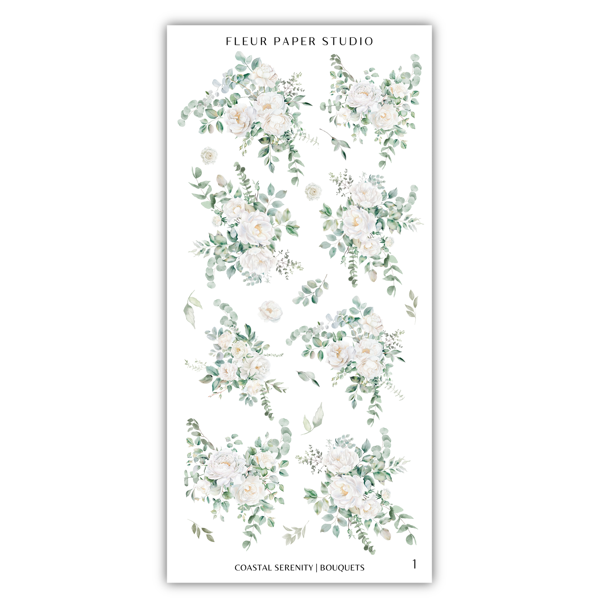 The image is a collage of various floral arrangements, including white flowers and greenery, displayed on a white background.