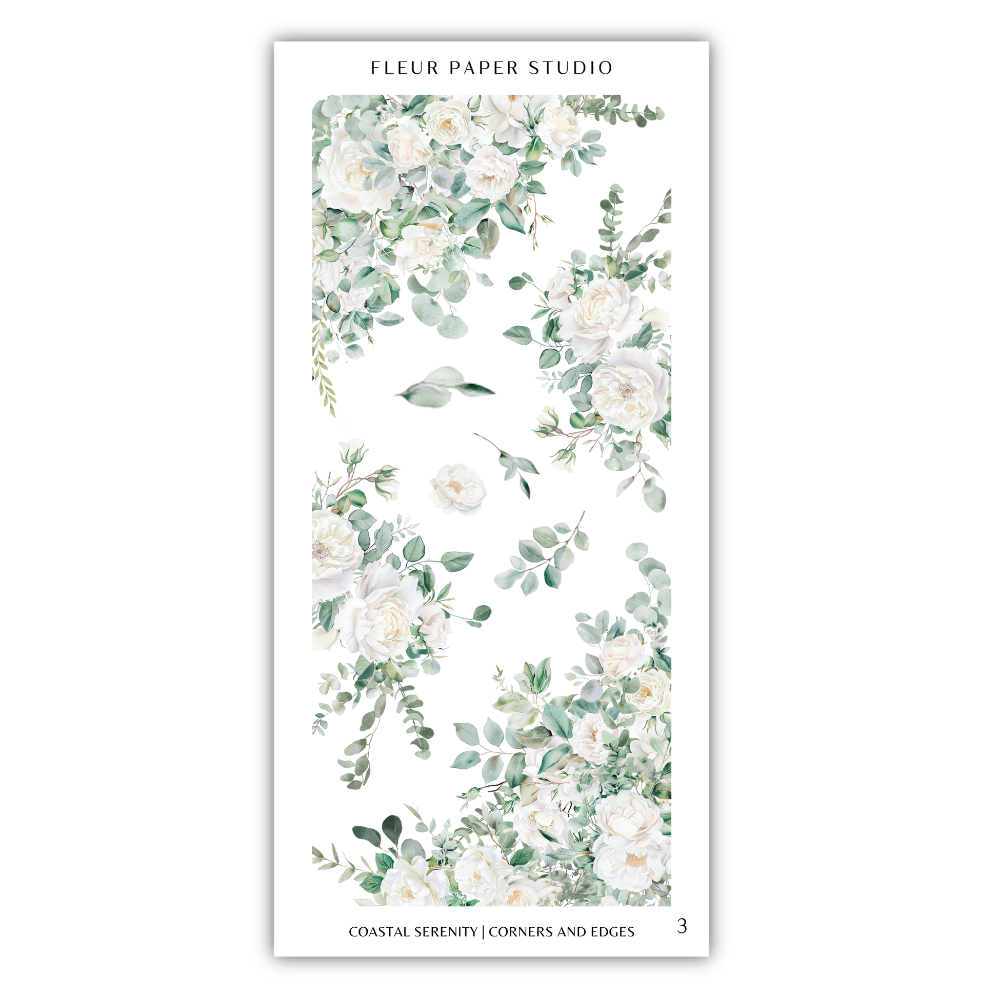 The image is a collage of various floral and leaf-like elements, including white flowers and green leaves, arranged in a visually appealing manner.