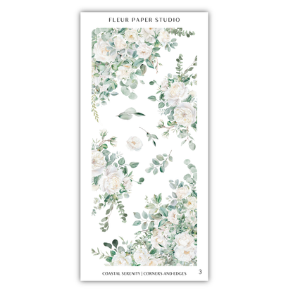 The image is a collage of various floral and leaf-like elements, including white flowers and green leaves, arranged in a visually appealing manner.