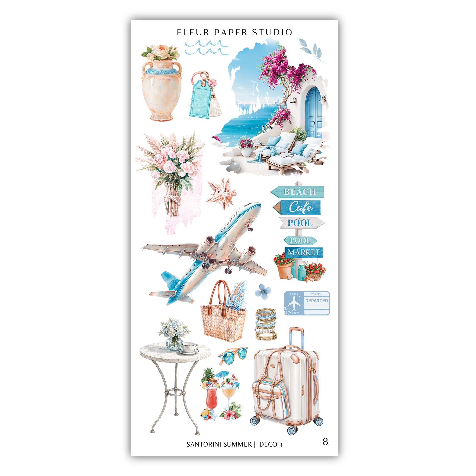 a sticker sheet with various items on it