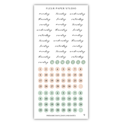 The image is a calendar for Fleur Paper Studio, displaying the days of the week and days of the week in a calendar format.