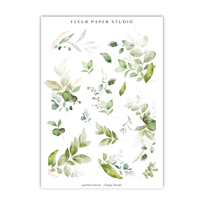a watercolor painting of green leaves on a white background
