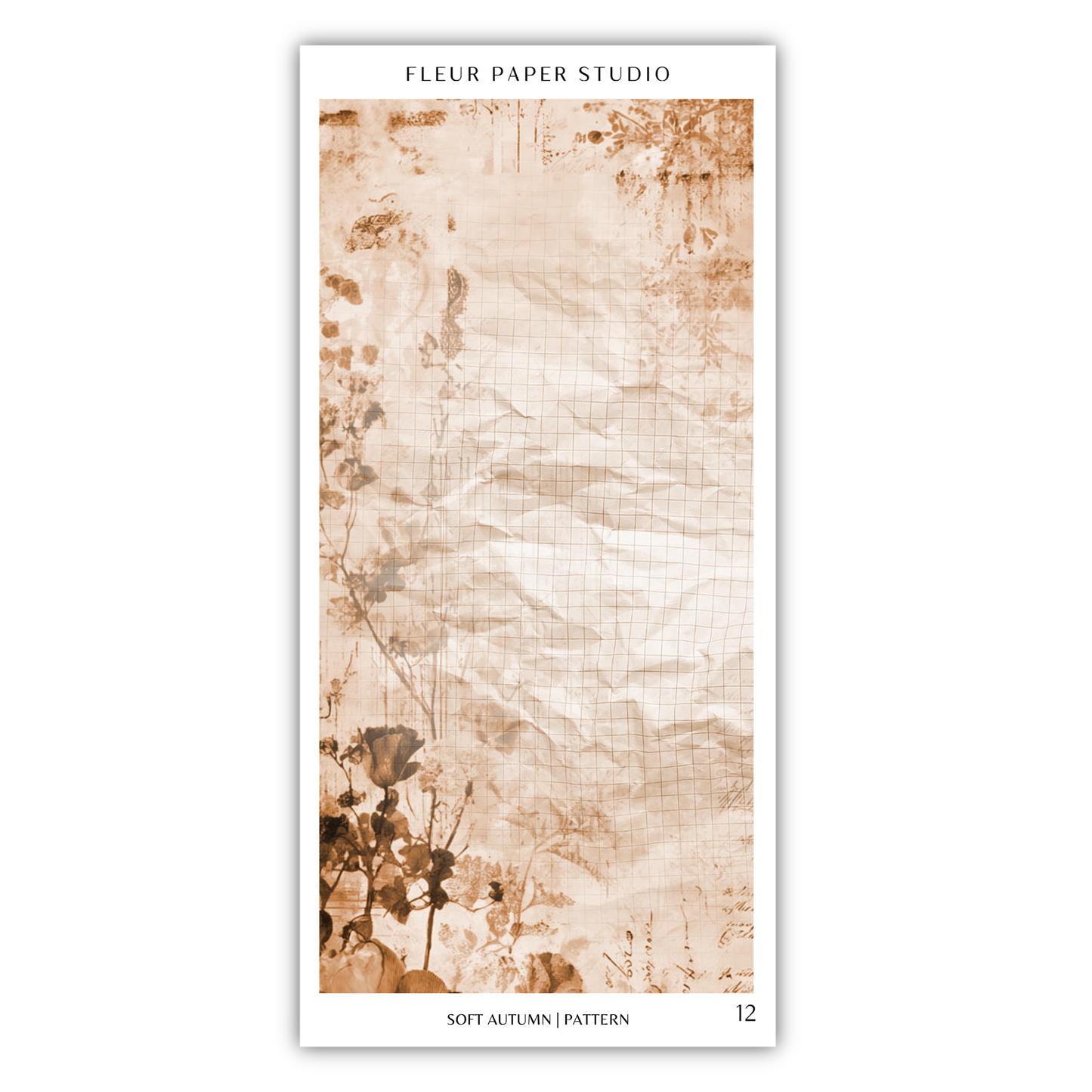 The image is a poster or artwork featuring a grid-like pattern with various elements such as flowers, leaves, and other natural elements. The text "FLÉR PAPER STUDIO" is visible, indicating the source or creator of the image.