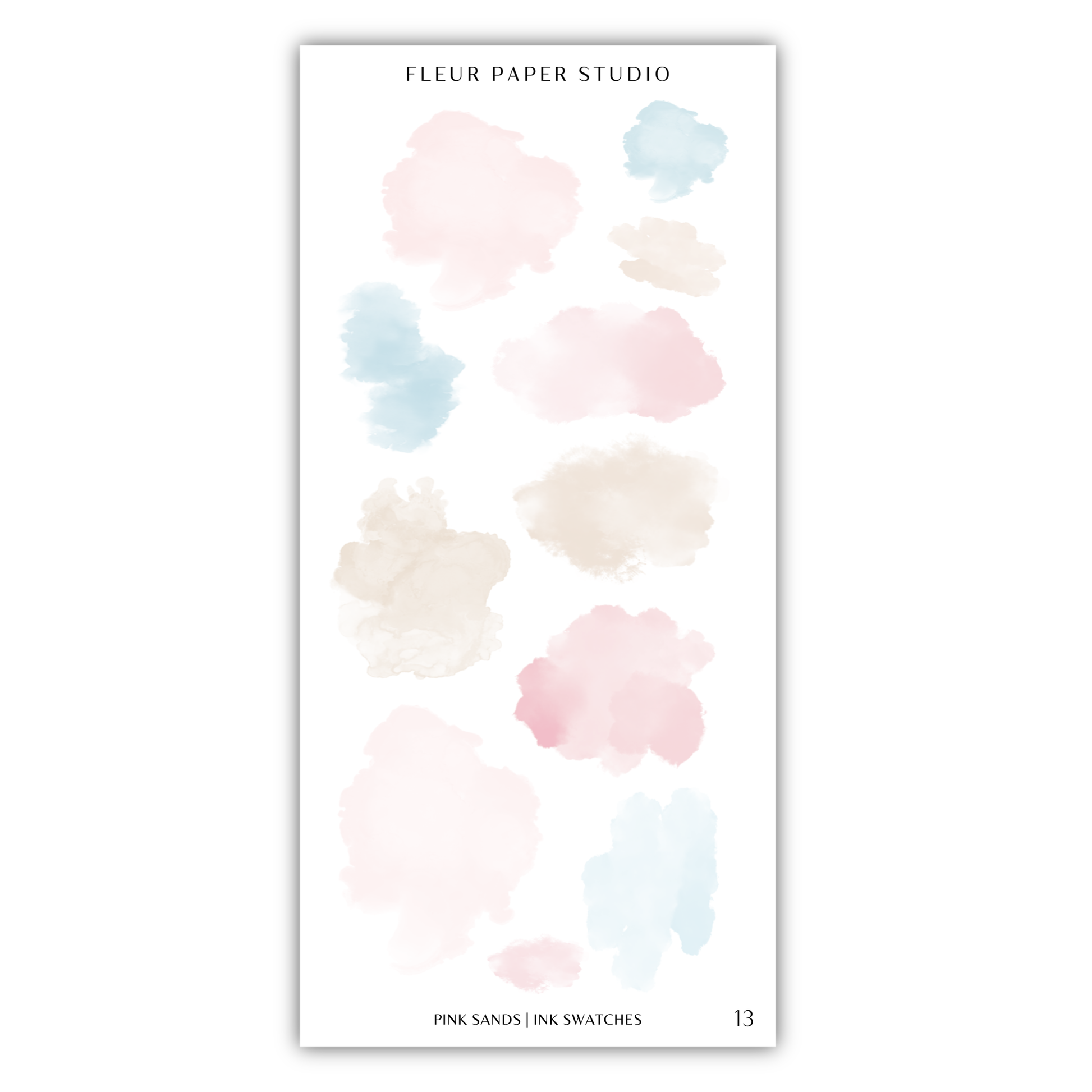 a collection of abstract watercolor brush strokes in various pastel colors, including pink, blue, and beige.