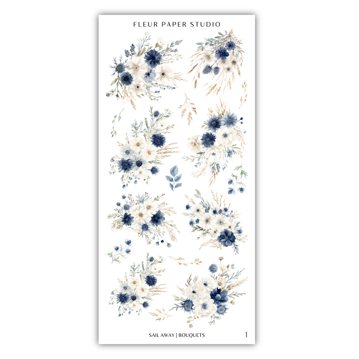 a collection of floral designs, including various types of flowers and leaves, arranged in a visually appealing manner.