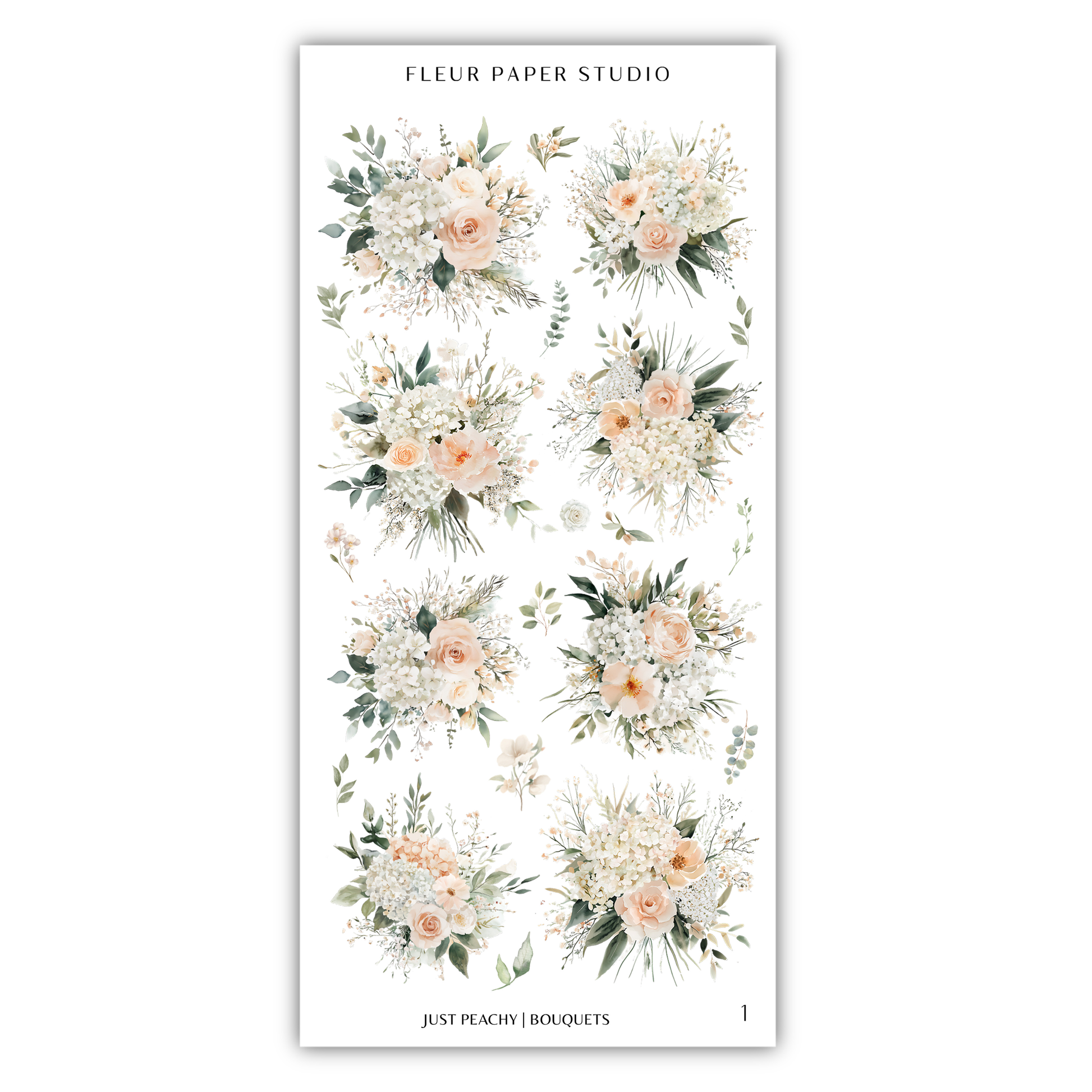 a collection of floral arrangements, including various bouquets and floral designs. The images showcase different types of flowers, such as roses, peonies, and other blooms, arranged in a visually appealing manner. The text "FLÉR PAPER STUDIO" is visible, indicating the source or publisher of the images.