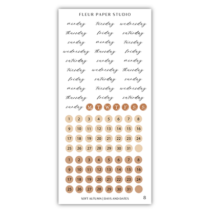The image is a calendar and sticker set for the month of October, featuring a combination of text and numbers.
