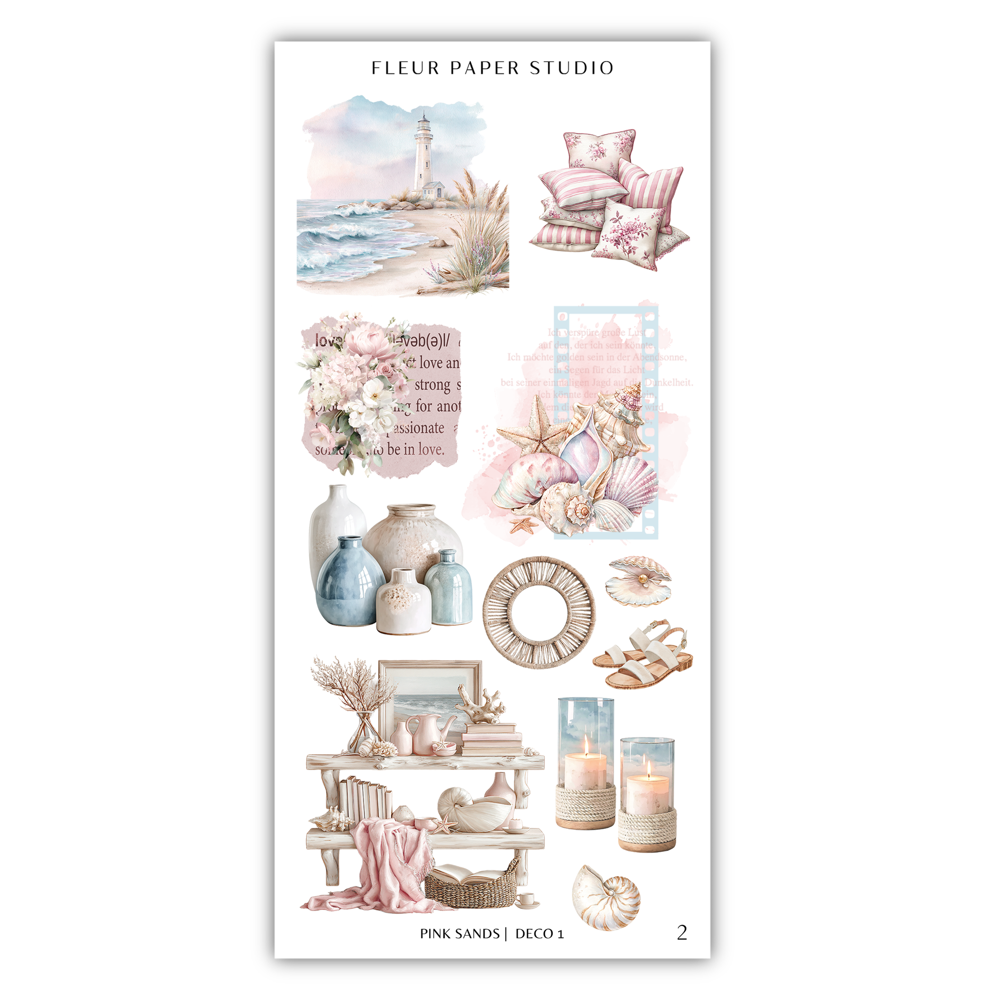 The image is a collage of various decorative items and scenes, including a lighthouse, pillows, vases, candles, and other home decor elements.
