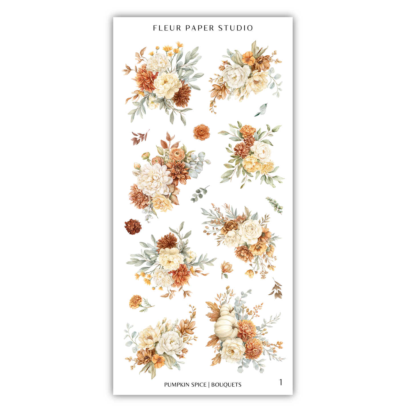 a collection of floral arrangements, including various types of flowers and foliage, as well as pumpkins and other autumn-themed elements. The image is a collage of multiple images, and the text "Pumpkin Spice Bouquets" is visible, indicating the theme of the floral arrangements.