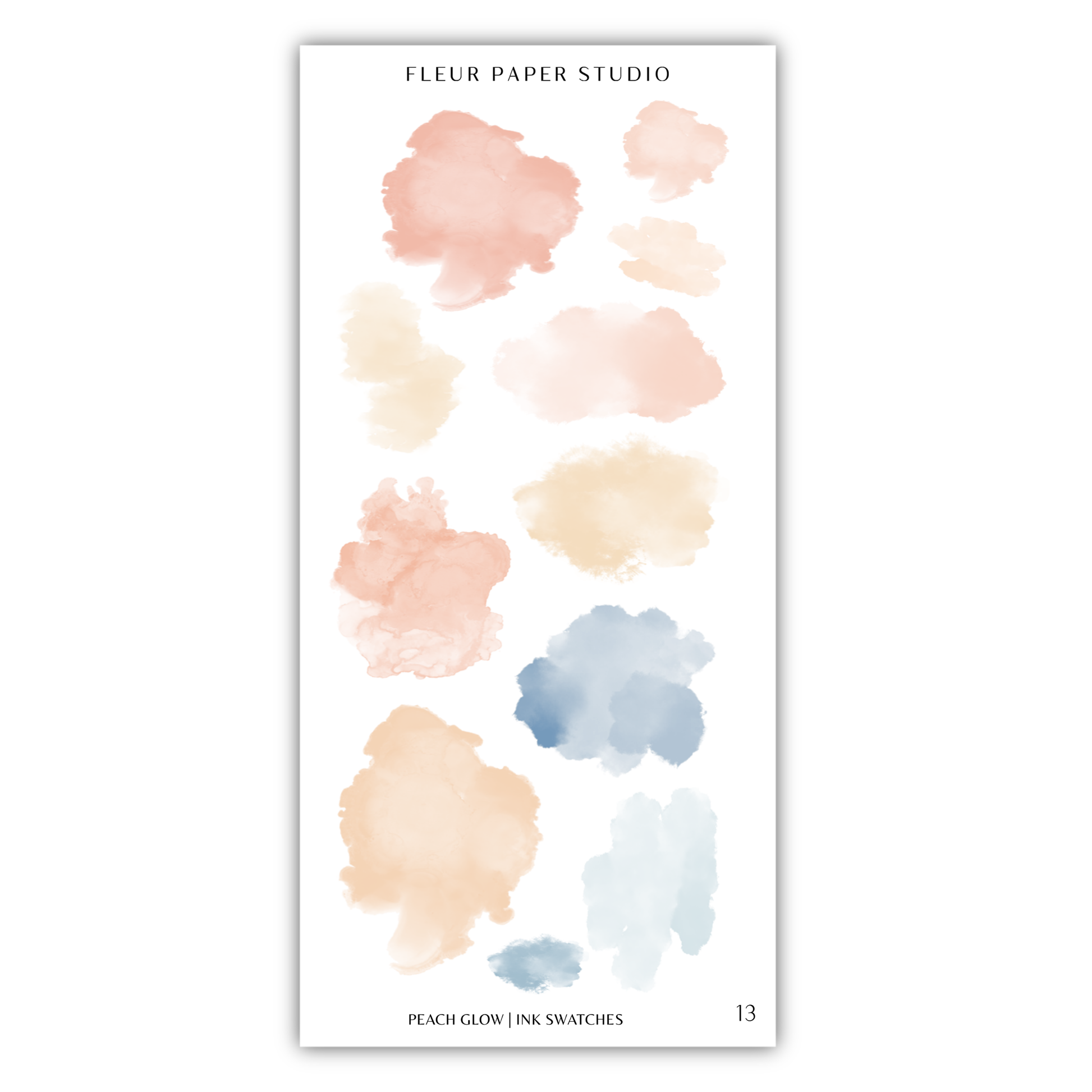 a collection of abstract watercolor brush strokes in various pastel colors, including peach, blue, and yellow. The brush strokes are arranged in a grid-like pattern, creating a visually appealing and artistic composition.