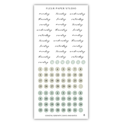The image is a calendar for the month of August, with a focus on coastal serenity. It displays the days of the week and the days of the month, providing a visual representation of the calendar. The calendar is organized into two sections: the days of the week and the days of the month. The days of the week are listed in a column, while the days of the month are arranged in a row. The calendar is designed to promote a sense of calm and tranquility, reflecting the coastal serenity theme.