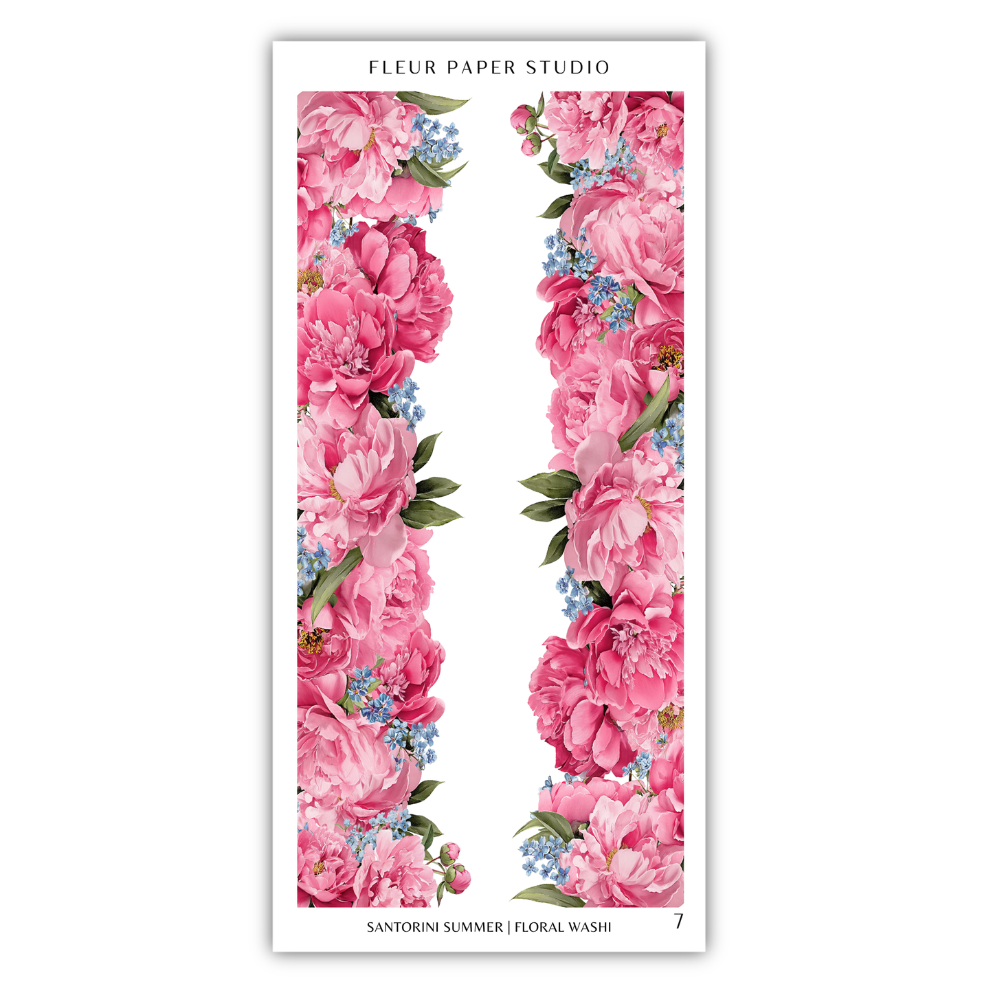a floral design with pink and blue flowers arranged in a vertical pattern.