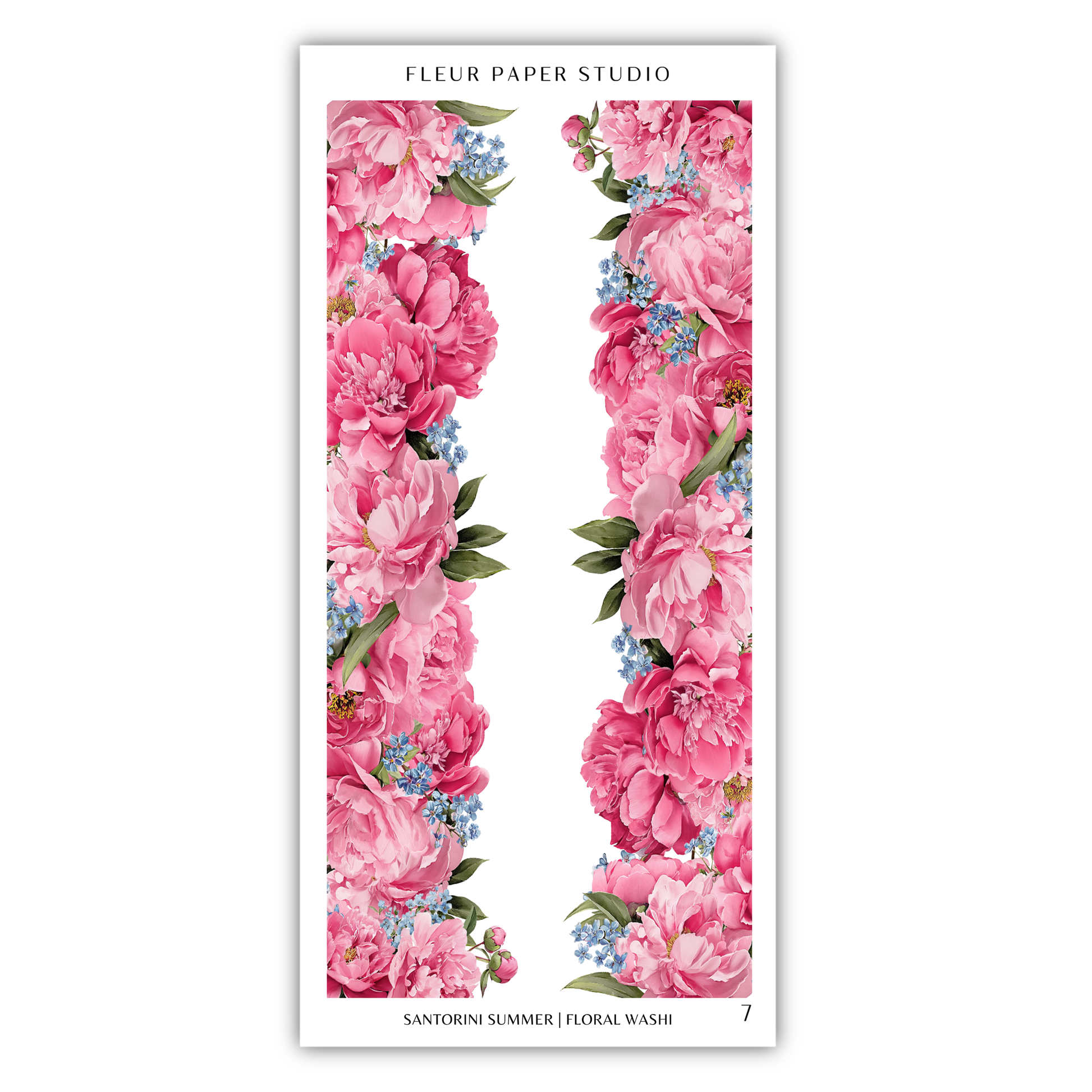 a floral design with pink and blue flowers arranged in a vertical pattern.