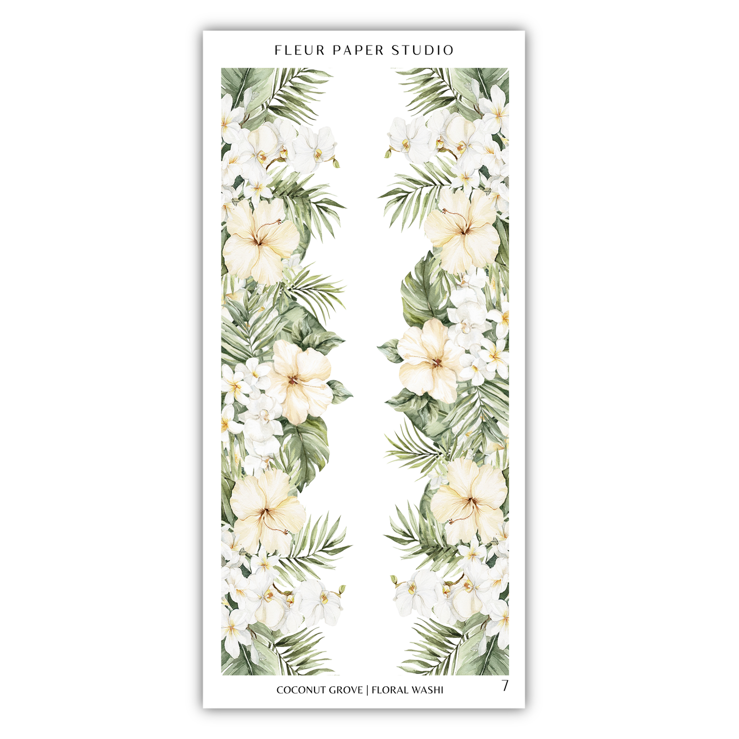 a floral border with white flowers and green leaves, creating a decorative and natural design.