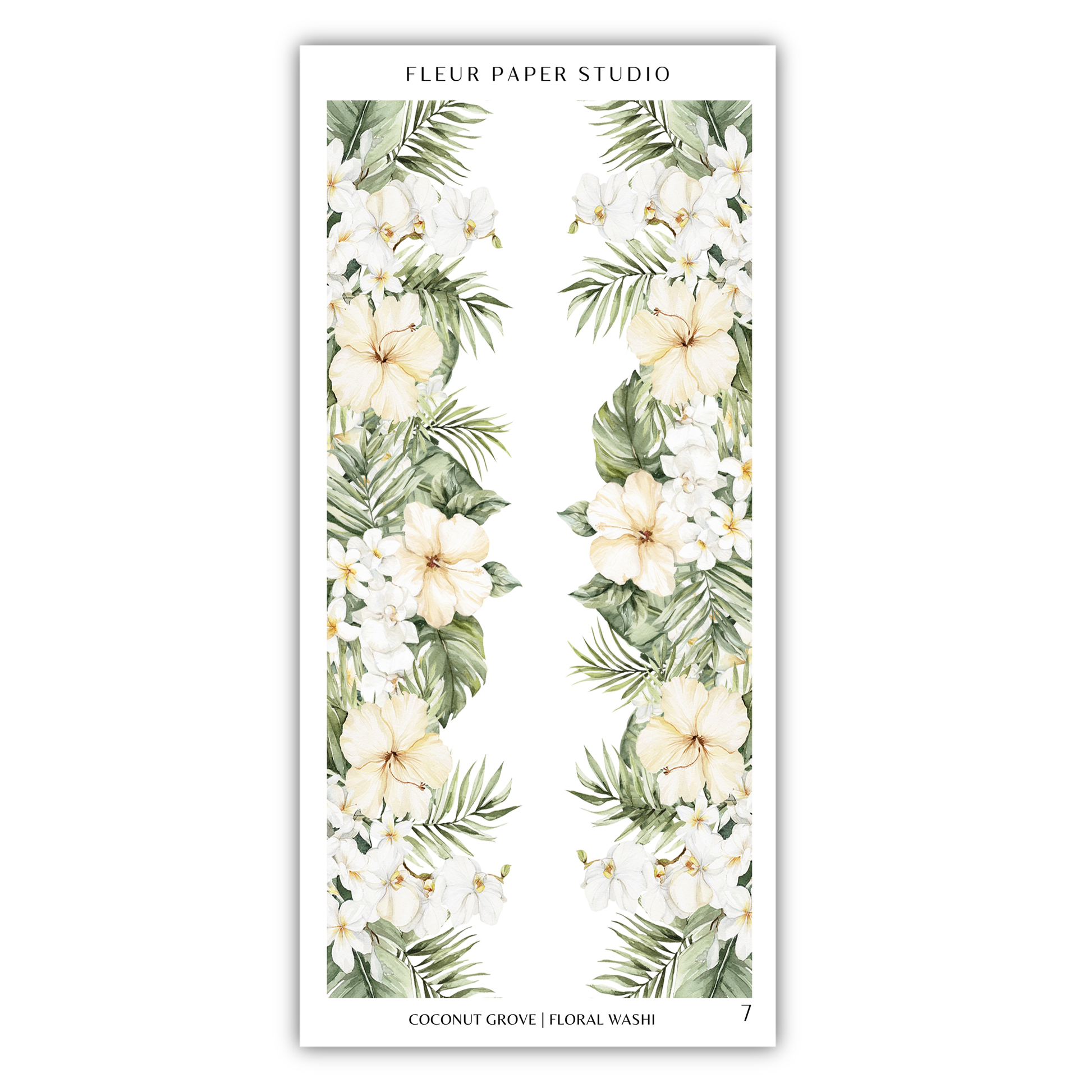 a floral border with white flowers and green leaves, creating a decorative and natural design.