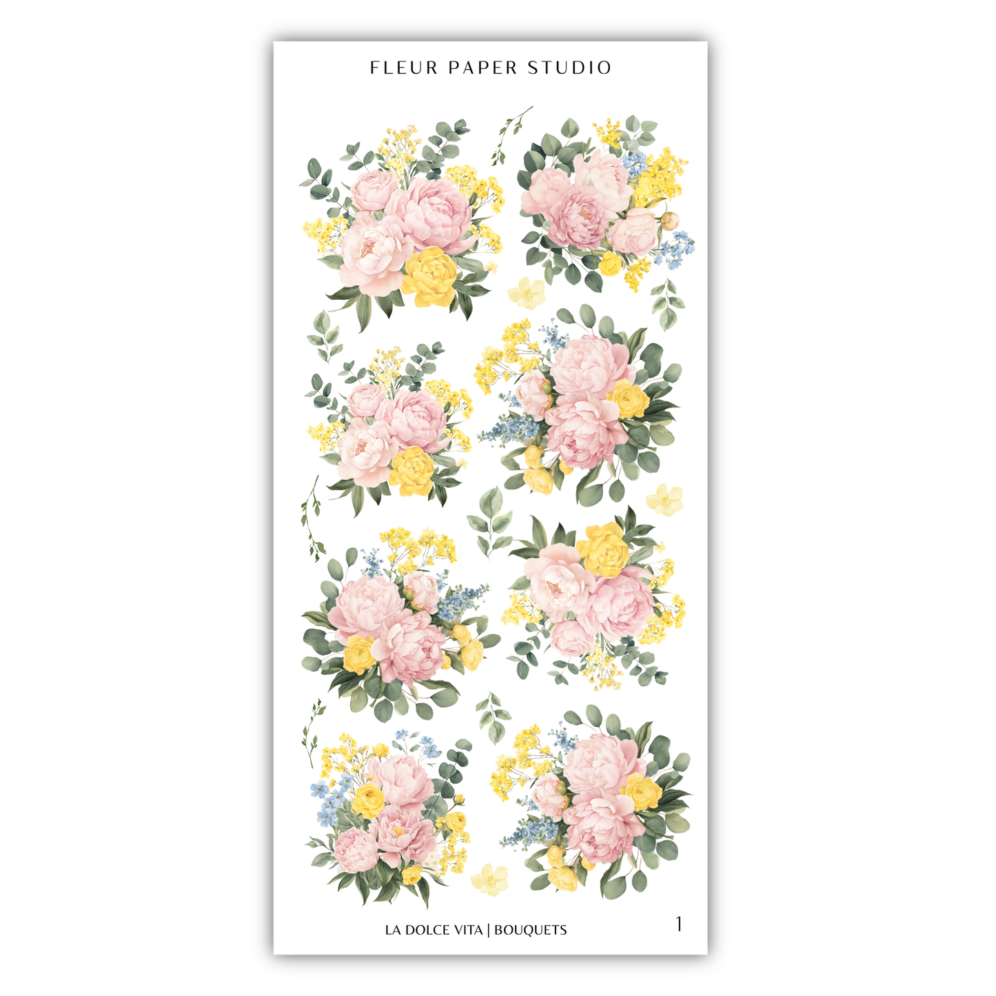 The image is a collage of various floral arrangements, including different types of flowers and leaves. The flowers are predominantly pink and yellow, creating a vibrant and colorful display. The arrangement is set against a white background, which highlights the beauty of the flowers and leaves. The image does not contain any text, and the focus is on the visual appeal of the floral arrangements.
