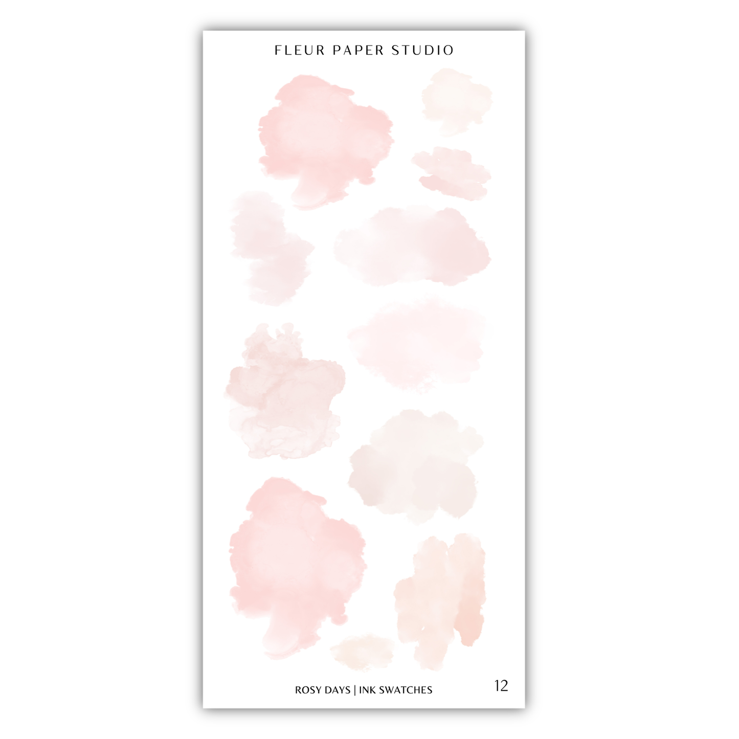 a collection of watercolor-style brushstrokes in various shades of pink and peach, arranged in a grid-like pattern.