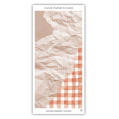 The image is a collage of two images. The top image is a crumpled piece of paper with a grid pattern, and the bottom image is a red and white checkered pattern.